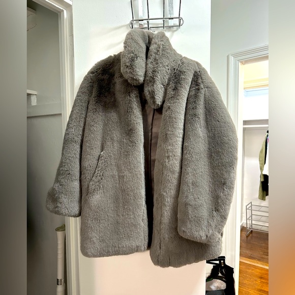 faux fur gray jacket - Picture 1 of 6